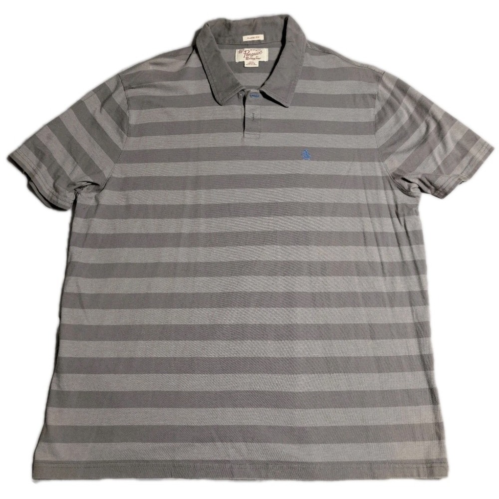 Original Penguin Polo Shirt Mens XXL Gray Striped Classic Fit‎ Short Sleeve